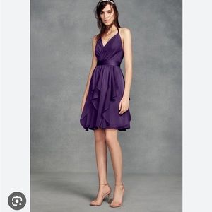 Vera wang short chiffon bridesmaids dress - dusty blue color